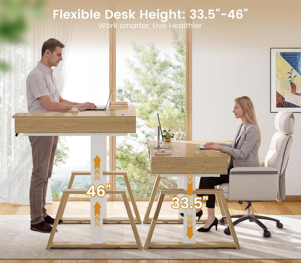 59Inch LShaped Electric Height Adjustable Office Desk