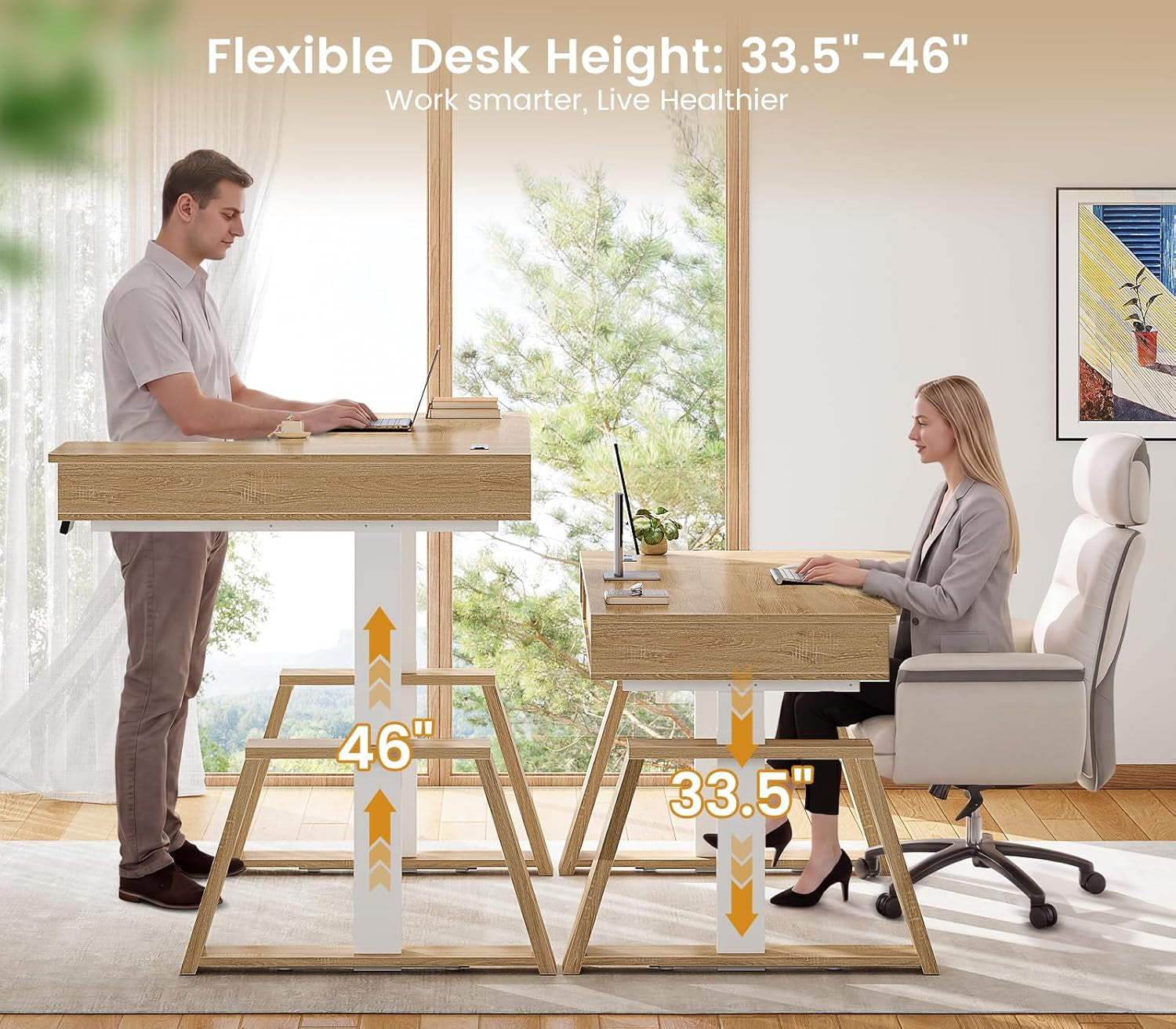 59Inch LShaped Electric Height Adjustable Office Desk