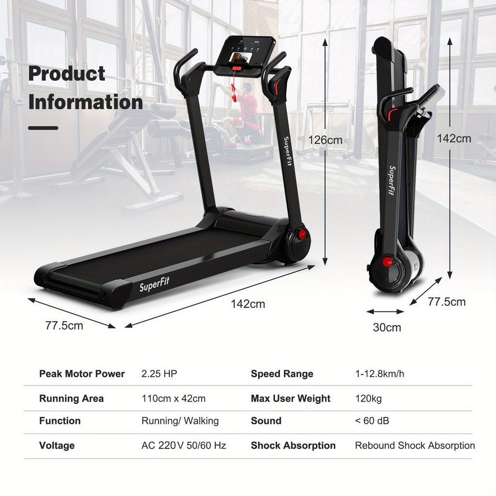 NNETM Folding Electric Treadmill 2.25HP - Black