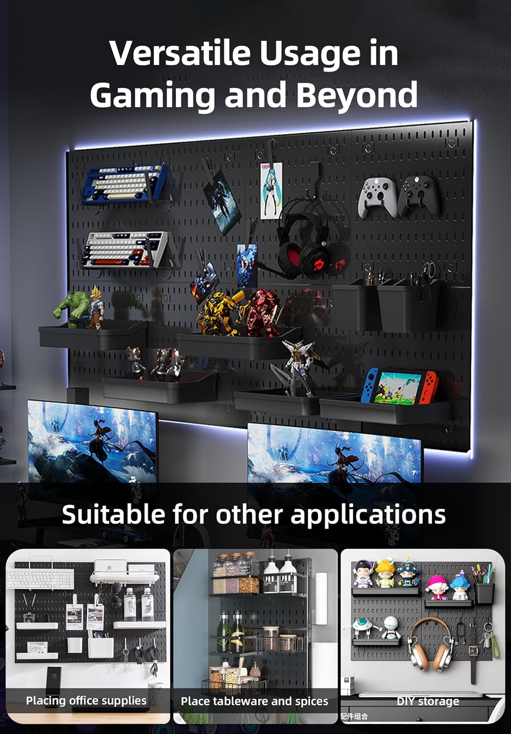 CARLA HOME Pegboard Combination Kit with 4 Pegboards and 18 Accessories Modular Hanging for Wall Organiser