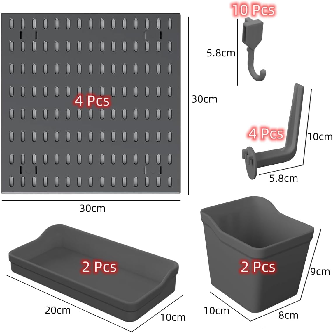 CARLA HOME Pegboard Combination Kit with 4 Pegboards and 18 Accessories Modular Hanging for Wall Organiser