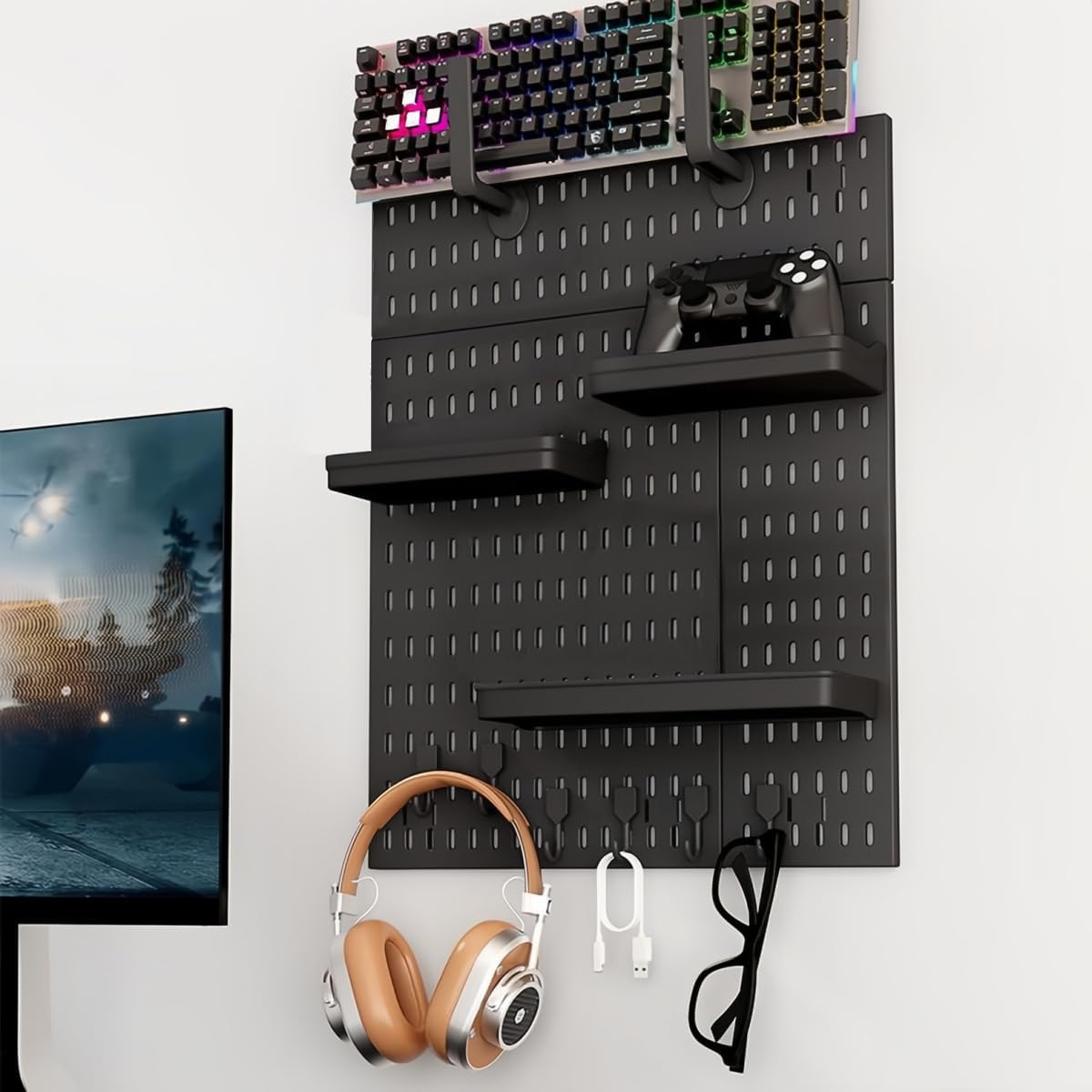 CARLA HOME Pegboard Combination Kit with 4 Pegboards and 18 Accessories Modular Hanging for Wall Organiser