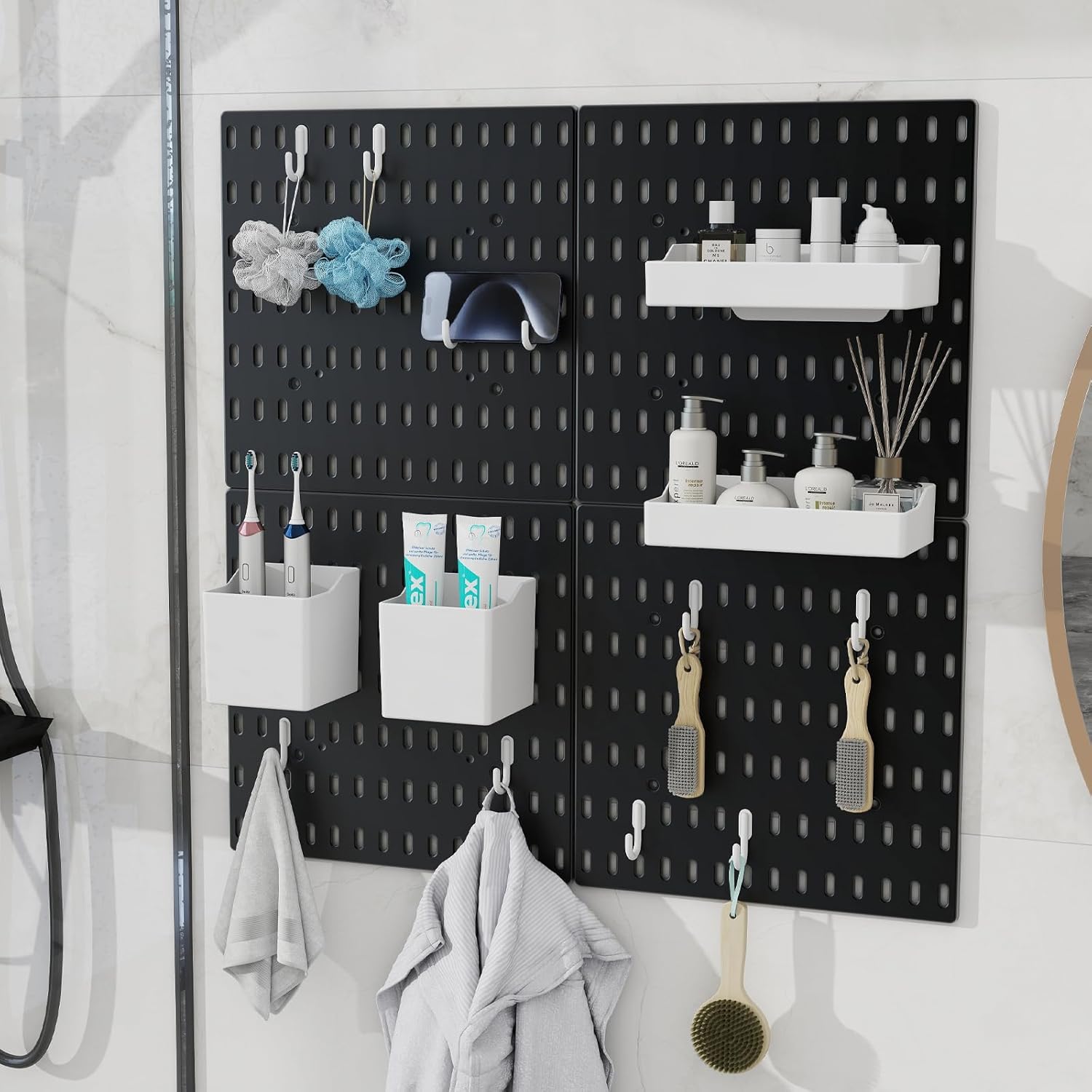 CARLA HOME Pegboard Combination Kit with 4 Pegboards and 18 Accessories Modular Hanging for Wall Organiser