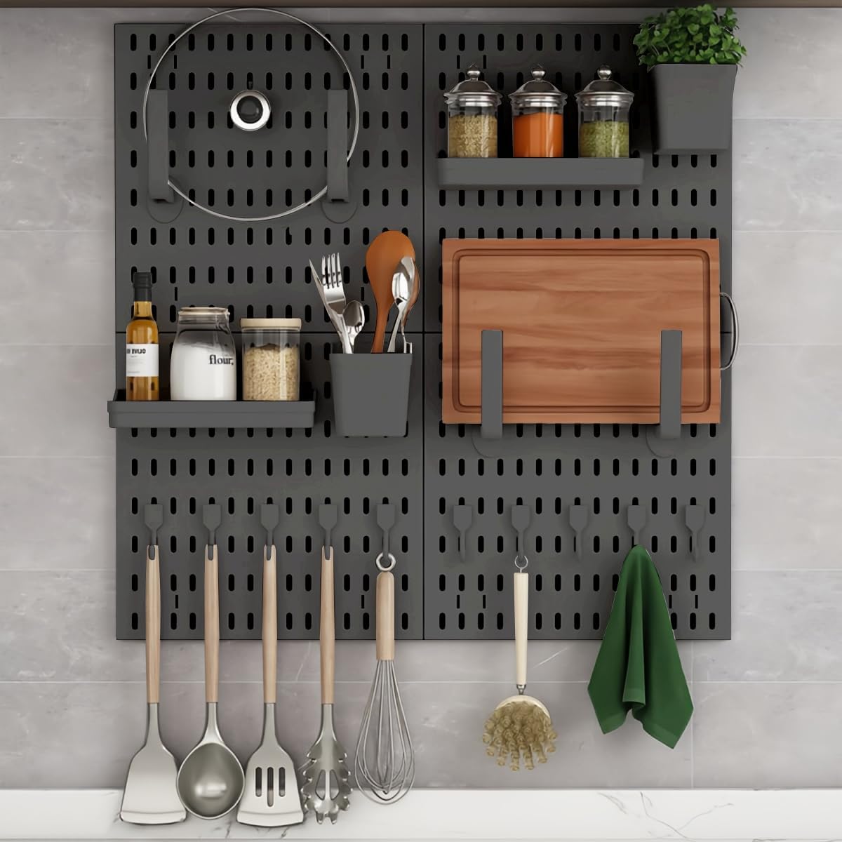 CARLA HOME Pegboard Combination Kit with 4 Pegboards and 18 Accessories Modular Hanging for Wall Organiser