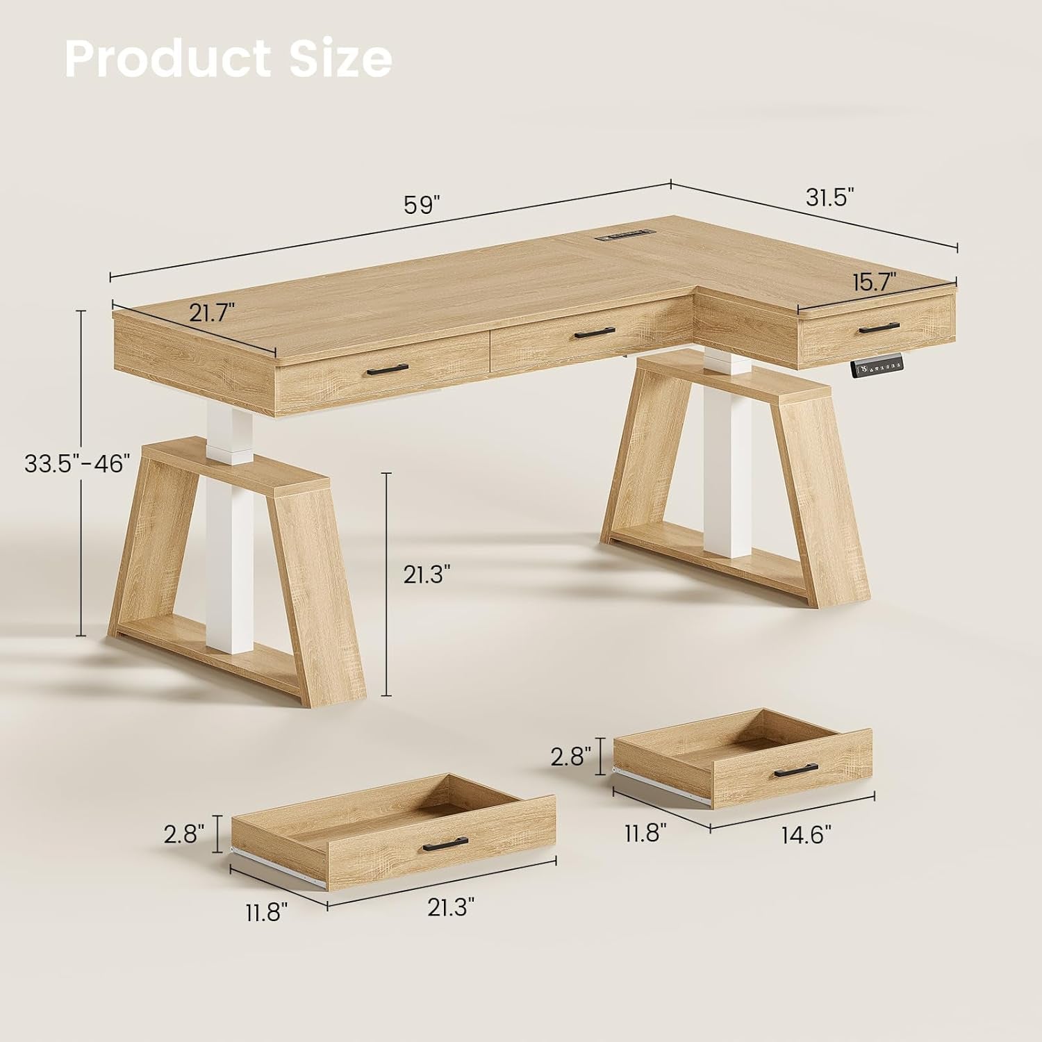 59Inch LShaped Electric Height Adjustable Office Desk