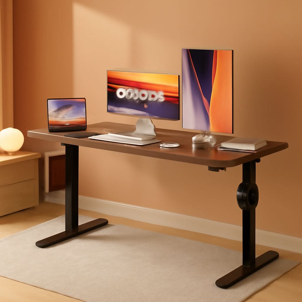 Electric Standing Desk Dark Walnut 48x24 Height Adjustable