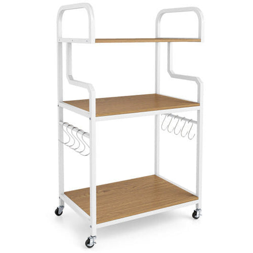 3-Tier Rolling Printer Stand Home Office Large Printer Cart with Storage Shelves-Rustic Brown