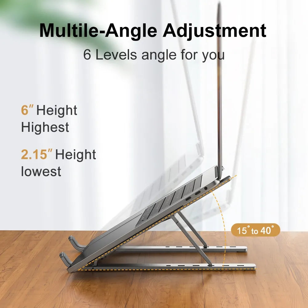 Portable Aluminum Laptop Stand for Remote Work and Ergonomic Desk Setups