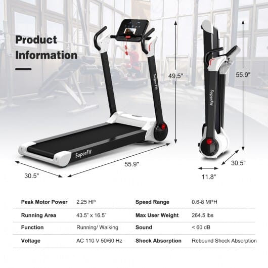 SuperFit Treadmill for Home Office with Bluetooth & App Control