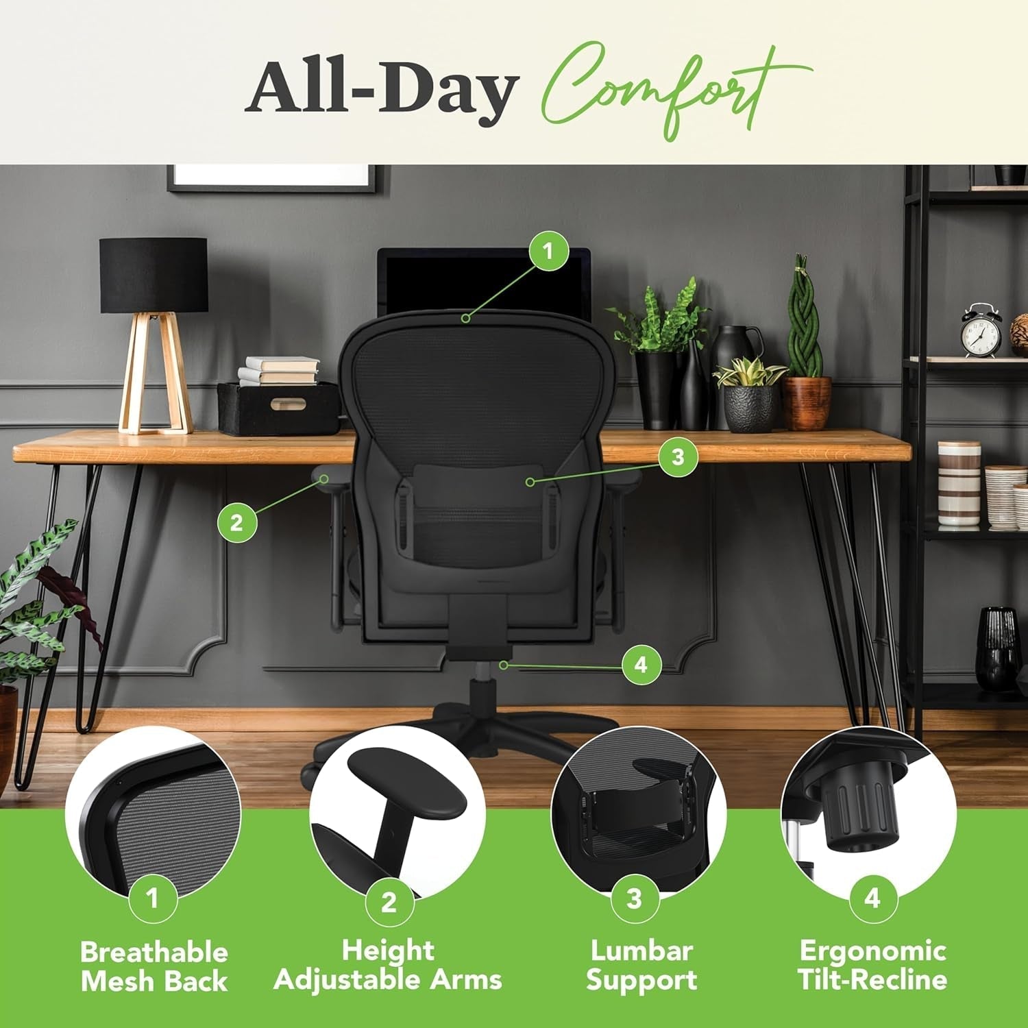 Wave High Back Ergonomic Office Chair Leather Seat