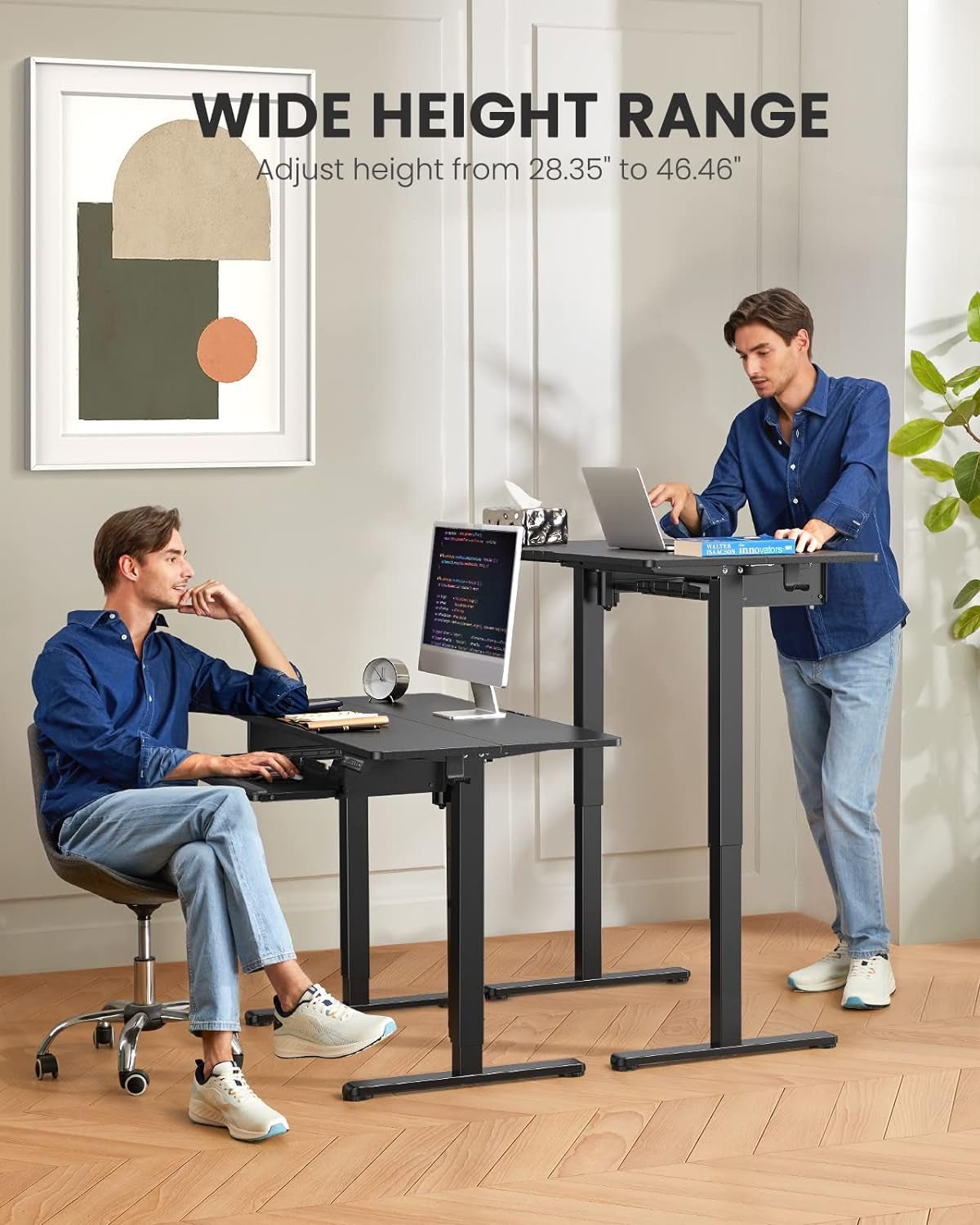 Electric Standing Desk with Adjustable Keyboard Tray for Home Office