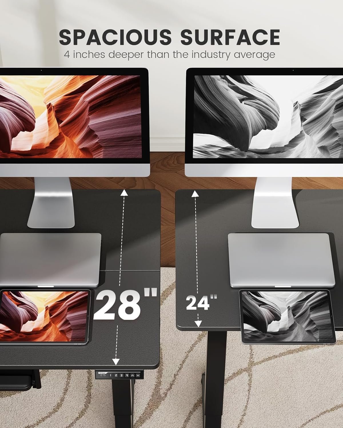 Electric Standing Desk with Adjustable Keyboard Tray for Home Office
