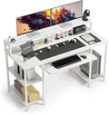 Forty Eight Inch Computer Desk White Monitor Stand Keyboard Tray